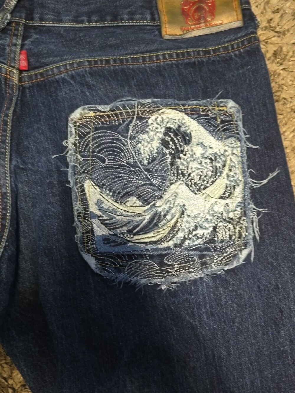 Men's Straight-Leg Red Monkey Jeans in Deep Blue - Picture 4 of 7
